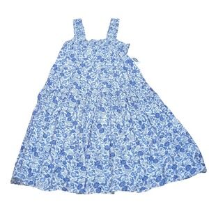 NWT Old Navy Maxi Sundress Blue White Tiered Smocked Cottagecore Women's Medium